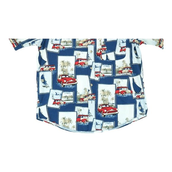 Natural Issue Wrinkle Free Mens Medium Tall Button Up Shirt Surf Woody Wagon - Picture 3 of 5